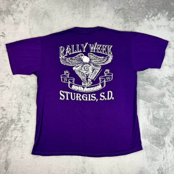 Vintage 90s Russell Athletic Sturgis Single Stitch Motorcycle Rally Week T-Shirt - Picture 3 of 8